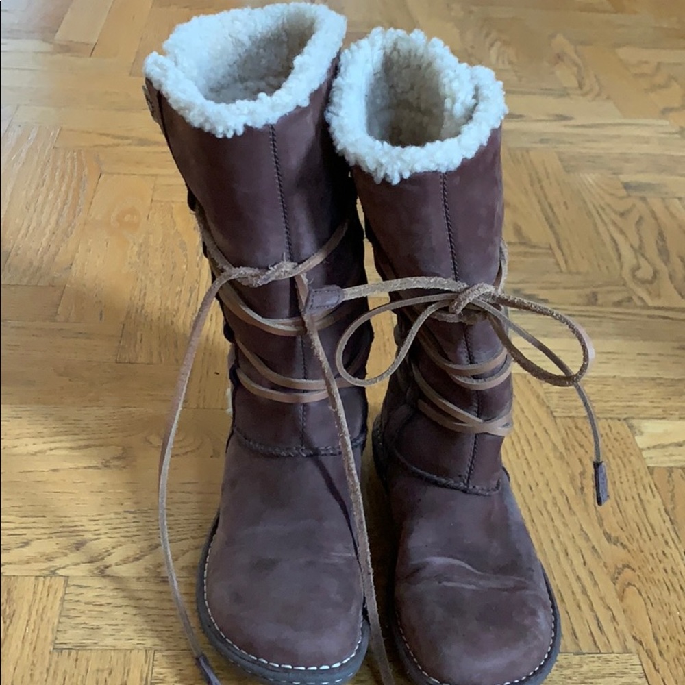 Brown tie Ugg boots